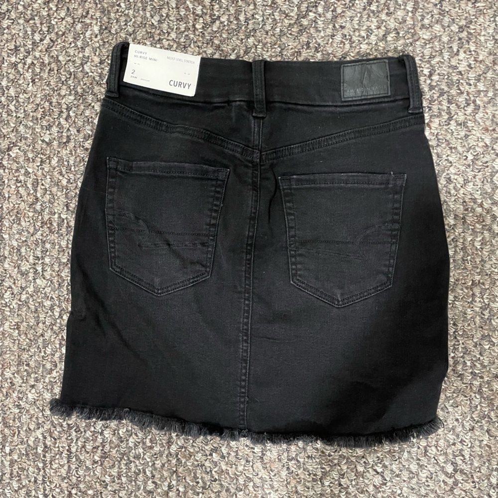 NWT American Eagle Outfitters Distressed Black Jean Mini Skirt - Picture 2 of 7